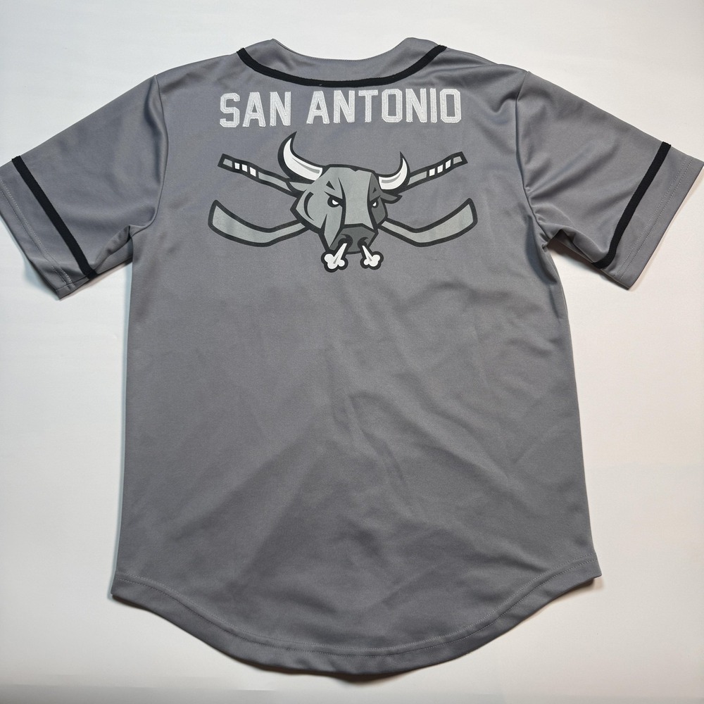 Vintage San Antonio Rampage Baseball Jersey Mens Medium Gray Hockey Button - Picture 2 of 8